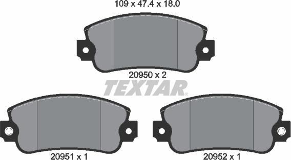 Textar 2095006 - Bremsbelagsatz, Scheibenbremse alexcarstop-ersatzteile.com