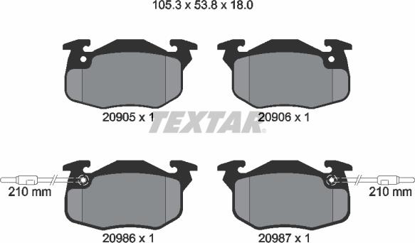 Textar 2090506 - Bremsbelagsatz, Scheibenbremse alexcarstop-ersatzteile.com