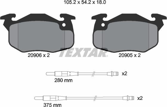 Textar 2090604 - Bremsbelagsatz, Scheibenbremse alexcarstop-ersatzteile.com