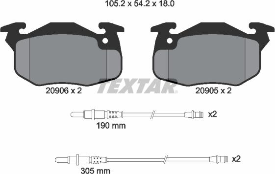 Textar 2090603 - Bremsbelagsatz, Scheibenbremse alexcarstop-ersatzteile.com