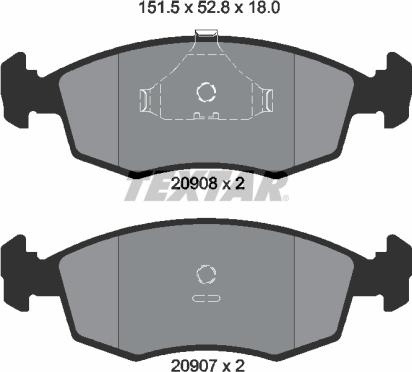 Textar 2090802 - Bremsbelagsatz, Scheibenbremse alexcarstop-ersatzteile.com