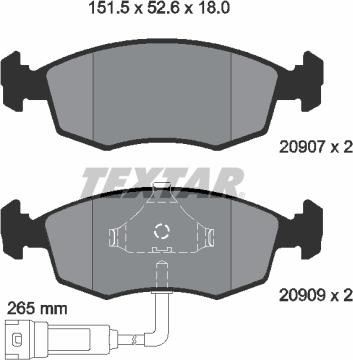 Textar 2090702 - Bremsbelagsatz, Scheibenbremse alexcarstop-ersatzteile.com