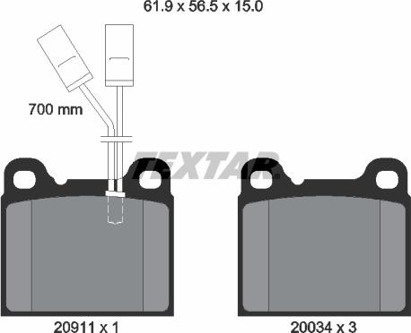 Textar 2091101 - Bremsbelagsatz, Scheibenbremse alexcarstop-ersatzteile.com