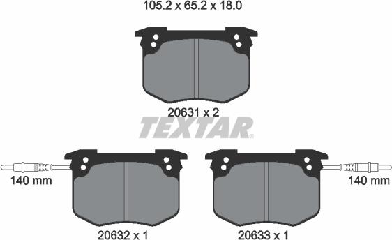 Textar 2063101 - Bremsbelagsatz, Scheibenbremse alexcarstop-ersatzteile.com