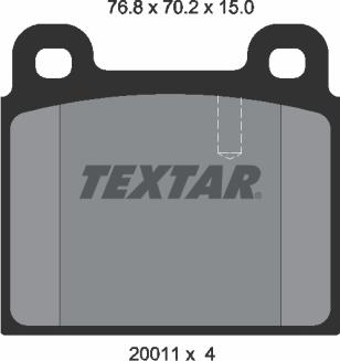 Textar 2001102 - Bremsbelagsatz, Scheibenbremse alexcarstop-ersatzteile.com