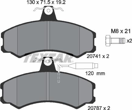 Textar 2074101 - Bremsbelagsatz, Scheibenbremse alexcarstop-ersatzteile.com