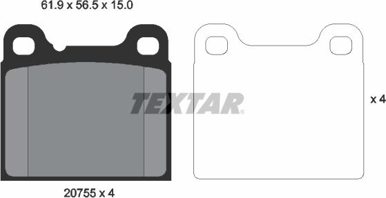 Textar 2075506 - Bremsbelagsatz, Scheibenbremse alexcarstop-ersatzteile.com