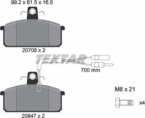 Textar 2070804 - Bremsbelagsatz, Scheibenbremse alexcarstop-ersatzteile.com