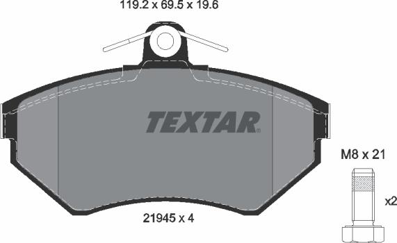 Textar 2194503 - Bremsbelagsatz, Scheibenbremse alexcarstop-ersatzteile.com