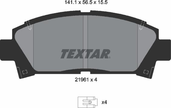 Textar 2196102 - Bremsbelagsatz, Scheibenbremse alexcarstop-ersatzteile.com