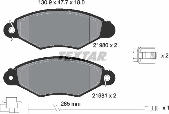 Textar 2198009 - Bremsbelagsatz, Scheibenbremse alexcarstop-ersatzteile.com