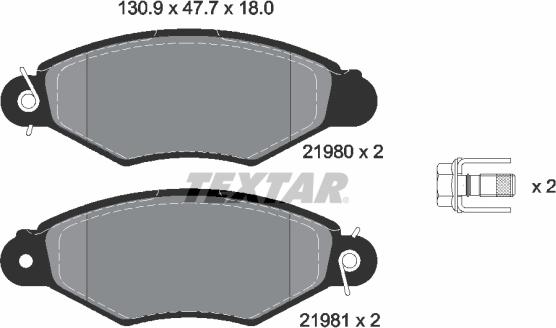 Textar 2198004 - Bremsbelagsatz, Scheibenbremse alexcarstop-ersatzteile.com