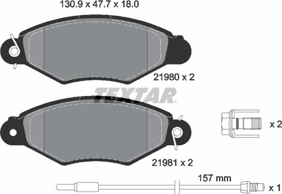 Textar 2198003 - Bremsbelagsatz, Scheibenbremse alexcarstop-ersatzteile.com