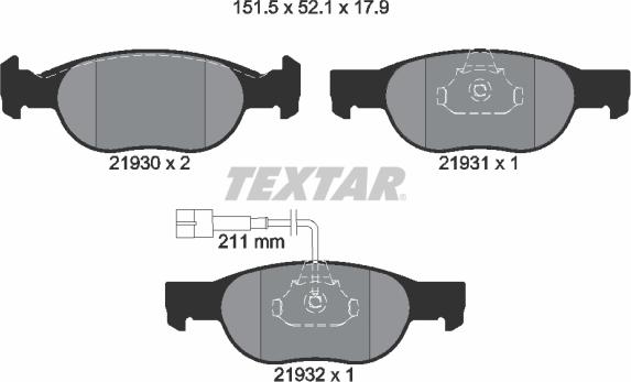 Textar 2193002 - Bremsbelagsatz, Scheibenbremse alexcarstop-ersatzteile.com