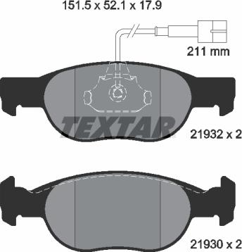 Textar 2193201 - Bremsbelagsatz, Scheibenbremse alexcarstop-ersatzteile.com