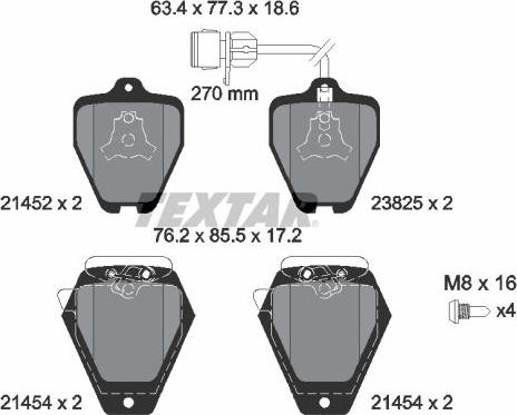 Textar 2145201 - Bremsbelagsatz, Scheibenbremse alexcarstop-ersatzteile.com