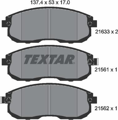 Textar 2156101 - Bremsbelagsatz, Scheibenbremse alexcarstop-ersatzteile.com