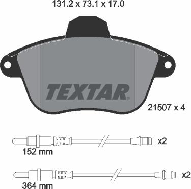 Textar 2150701 - Bremsbelagsatz, Scheibenbremse alexcarstop-ersatzteile.com