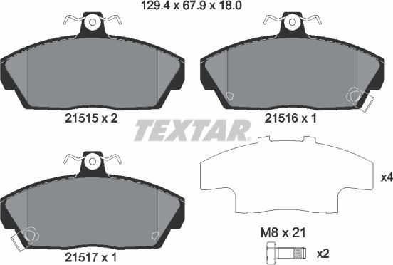 Textar 89003000 - Bremsensatz, Scheibenbremse alexcarstop-ersatzteile.com