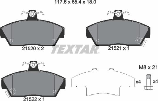 Textar 2152001 - Bremsbelagsatz, Scheibenbremse alexcarstop-ersatzteile.com