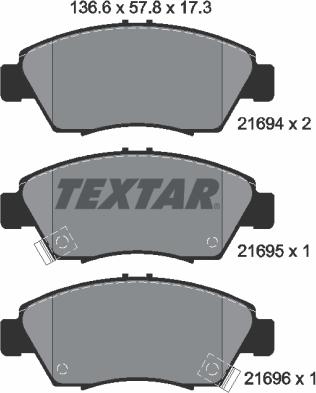 Textar 2169401 - Bremsbelagsatz, Scheibenbremse alexcarstop-ersatzteile.com