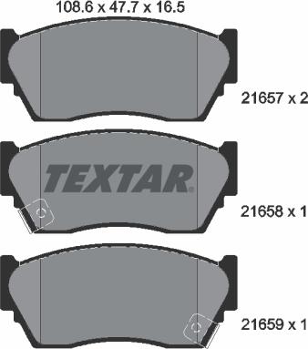 Textar 2165701 - Bremsbelagsatz, Scheibenbremse alexcarstop-ersatzteile.com