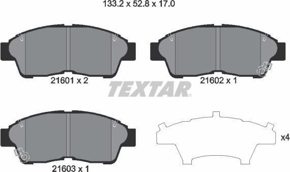 Textar 2160101 - Bremsbelagsatz, Scheibenbremse alexcarstop-ersatzteile.com