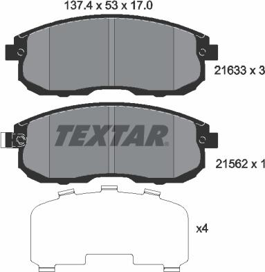 Textar 2163301 - Bremsbelagsatz, Scheibenbremse alexcarstop-ersatzteile.com