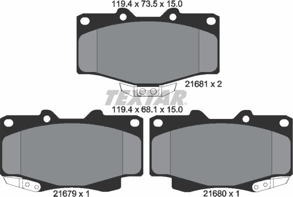 Textar 2167904 - Bremsbelagsatz, Scheibenbremse alexcarstop-ersatzteile.com