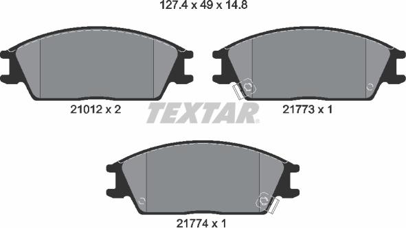 Textar 2101202 - Bremsbelagsatz, Scheibenbremse alexcarstop-ersatzteile.com