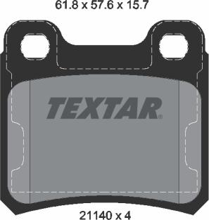 Textar 2114001 - Bremsbelagsatz, Scheibenbremse alexcarstop-ersatzteile.com