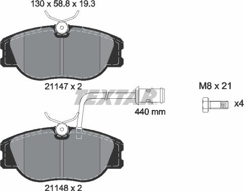 Textar 2114703 - Bremsbelagsatz, Scheibenbremse alexcarstop-ersatzteile.com