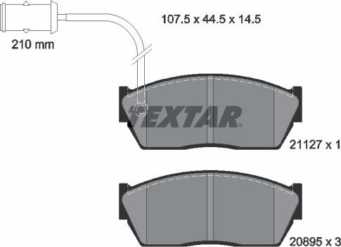 Textar 2112701 - Bremsbelagsatz, Scheibenbremse alexcarstop-ersatzteile.com