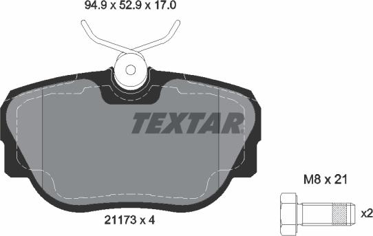 Textar 2117302 - Bremsbelagsatz, Scheibenbremse alexcarstop-ersatzteile.com