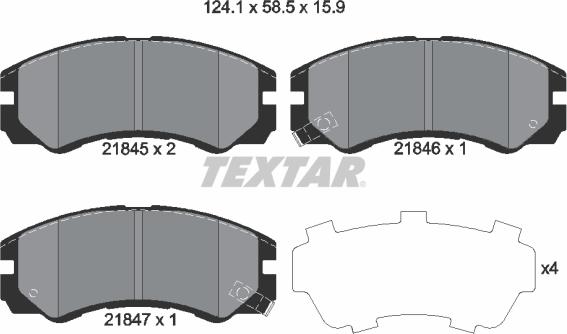 Textar 2184501 - Bremsbelagsatz, Scheibenbremse alexcarstop-ersatzteile.com