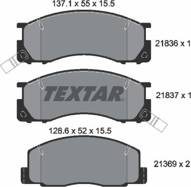 Textar 2183601 - Bremsbelagsatz, Scheibenbremse alexcarstop-ersatzteile.com