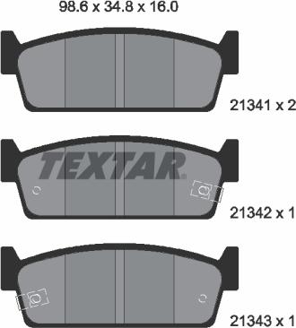 Textar 2134101 - Bremsbelagsatz, Scheibenbremse alexcarstop-ersatzteile.com