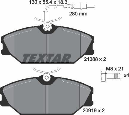 Textar 2138802 - Bremsbelagsatz, Scheibenbremse alexcarstop-ersatzteile.com