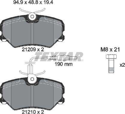 Textar 2120909 - Bremsbelagsatz, Scheibenbremse alexcarstop-ersatzteile.com