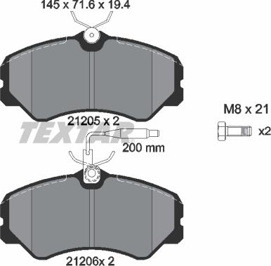 Textar 2120501 - Bremsbelagsatz, Scheibenbremse alexcarstop-ersatzteile.com