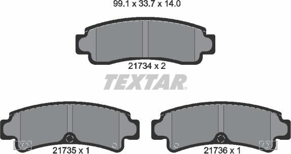 Textar 2173401 - Bremsbelagsatz, Scheibenbremse alexcarstop-ersatzteile.com