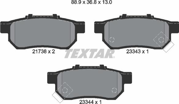 Textar 2173801 - Bremsbelagsatz, Scheibenbremse alexcarstop-ersatzteile.com