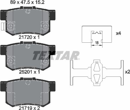 Textar 2172001 - Bremsbelagsatz, Scheibenbremse alexcarstop-ersatzteile.com