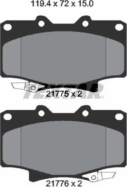 Textar 2177501 - Bremsbelagsatz, Scheibenbremse alexcarstop-ersatzteile.com