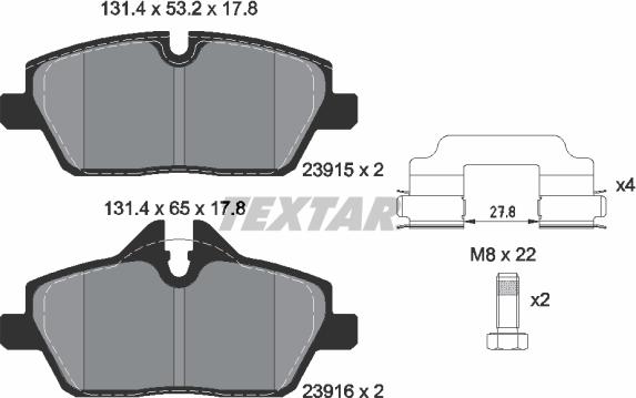 Textar 2391503 - Bremsbelagsatz, Scheibenbremse alexcarstop-ersatzteile.com