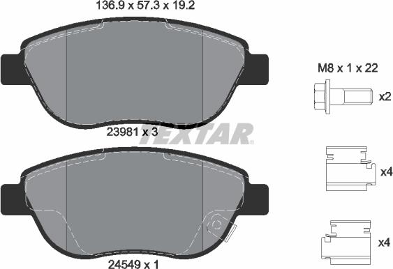 Textar 2398101 - Bremsbelagsatz, Scheibenbremse alexcarstop-ersatzteile.com