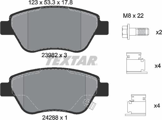 Textar 2398202 - Bremsbelagsatz, Scheibenbremse alexcarstop-ersatzteile.com