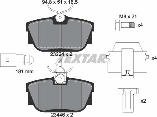 Textar 2344605 - Bremsbelagsatz, Scheibenbremse alexcarstop-ersatzteile.com