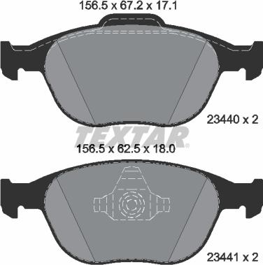 Textar 2344007 - Bremsbelagsatz, Scheibenbremse alexcarstop-ersatzteile.com