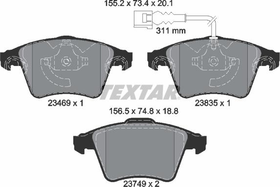 Textar 2346901 - Bremsbelagsatz, Scheibenbremse alexcarstop-ersatzteile.com